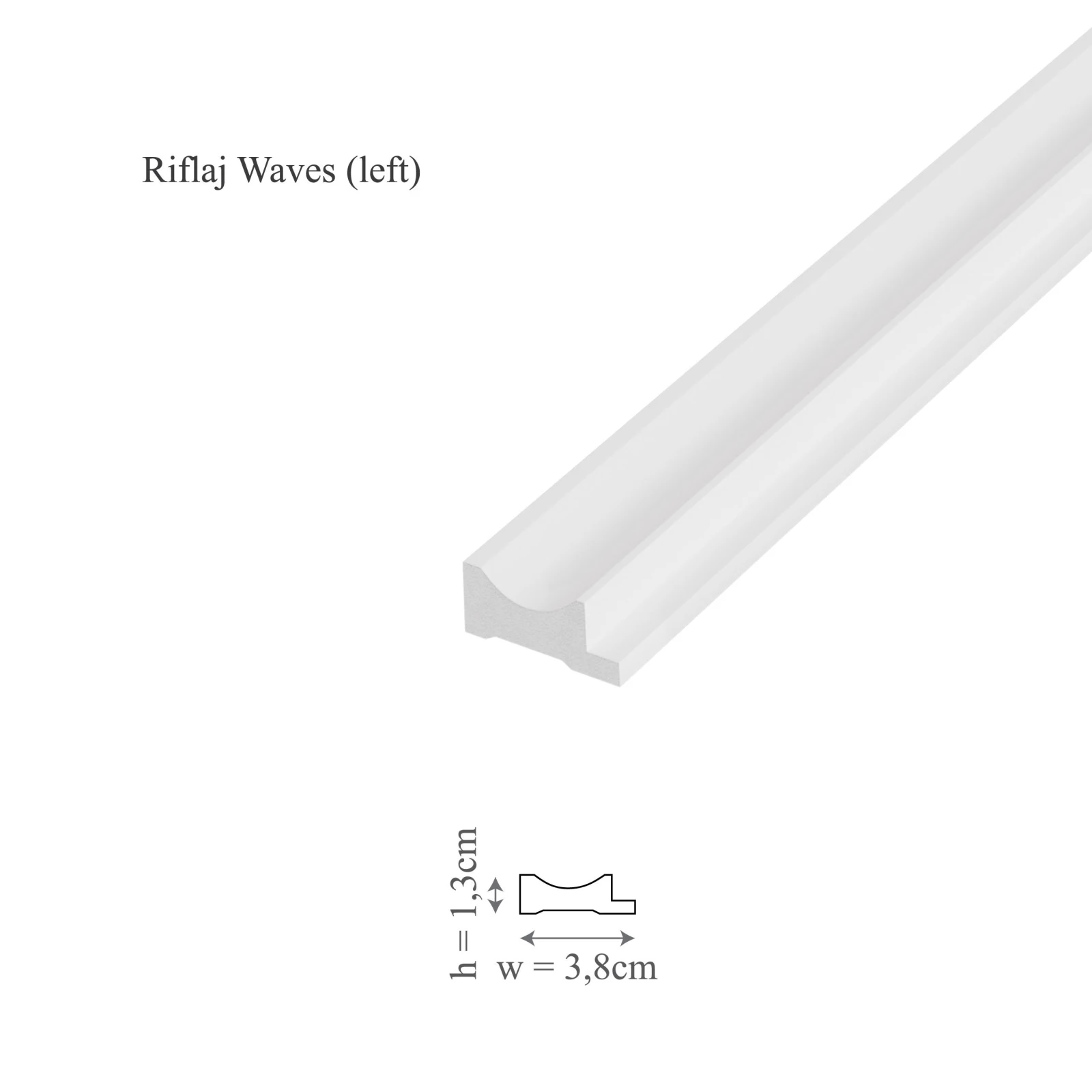 Panou riflaj decorativ 3D din polimer rigid, model Waves - 14.8x1.3x250 cm