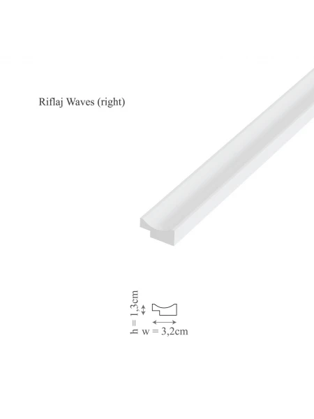 Panou riflaj decorativ 3D din polimer rigid, model Waves - 14.8x1.3x270 cm