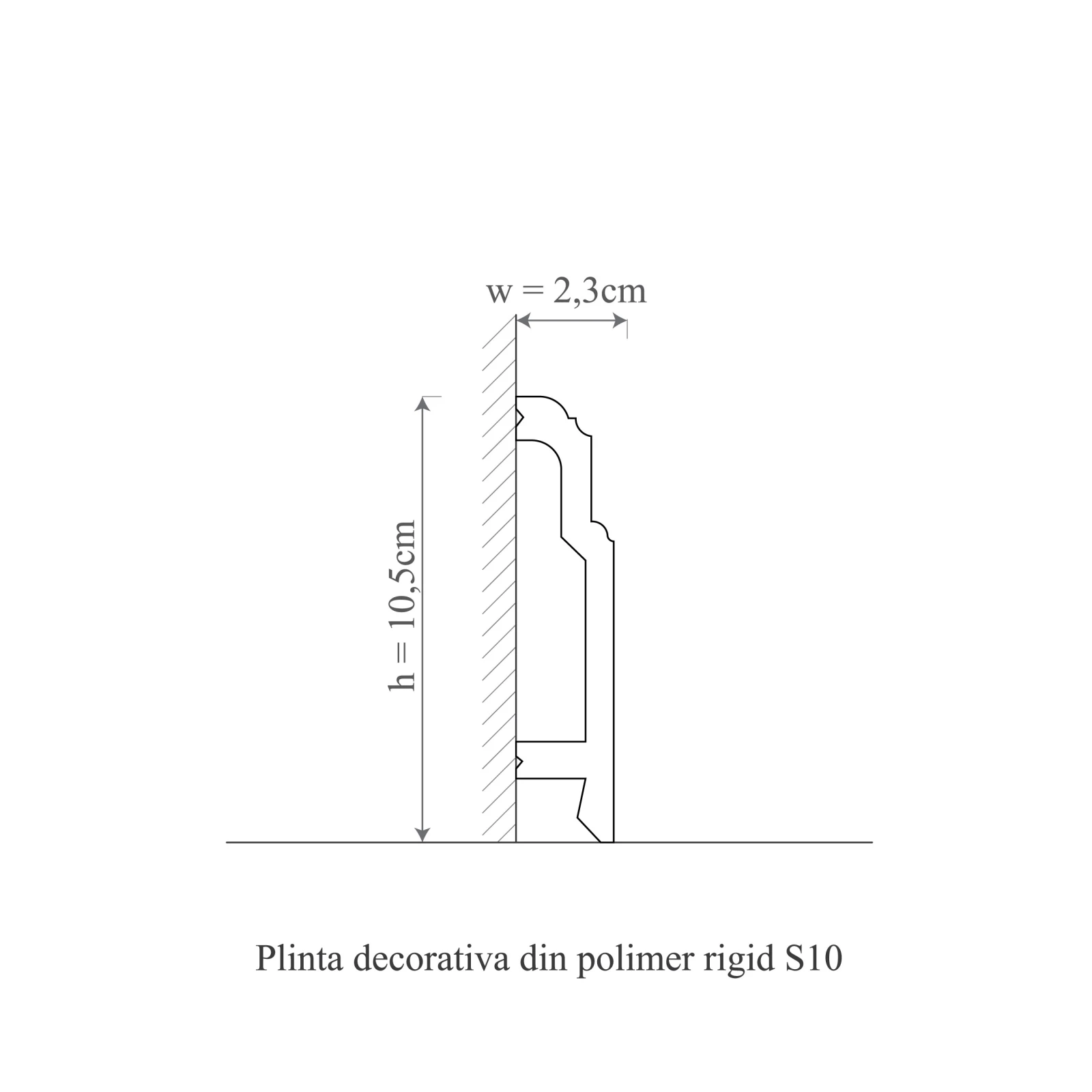 Plinta decorativa din polimer rigid S10 - 10.5x2.3x200 cm