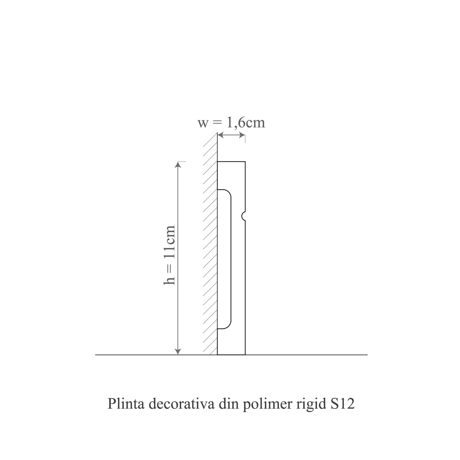 Plinta decorativa din polimer rigid S12 - 11x1.6x200 cm