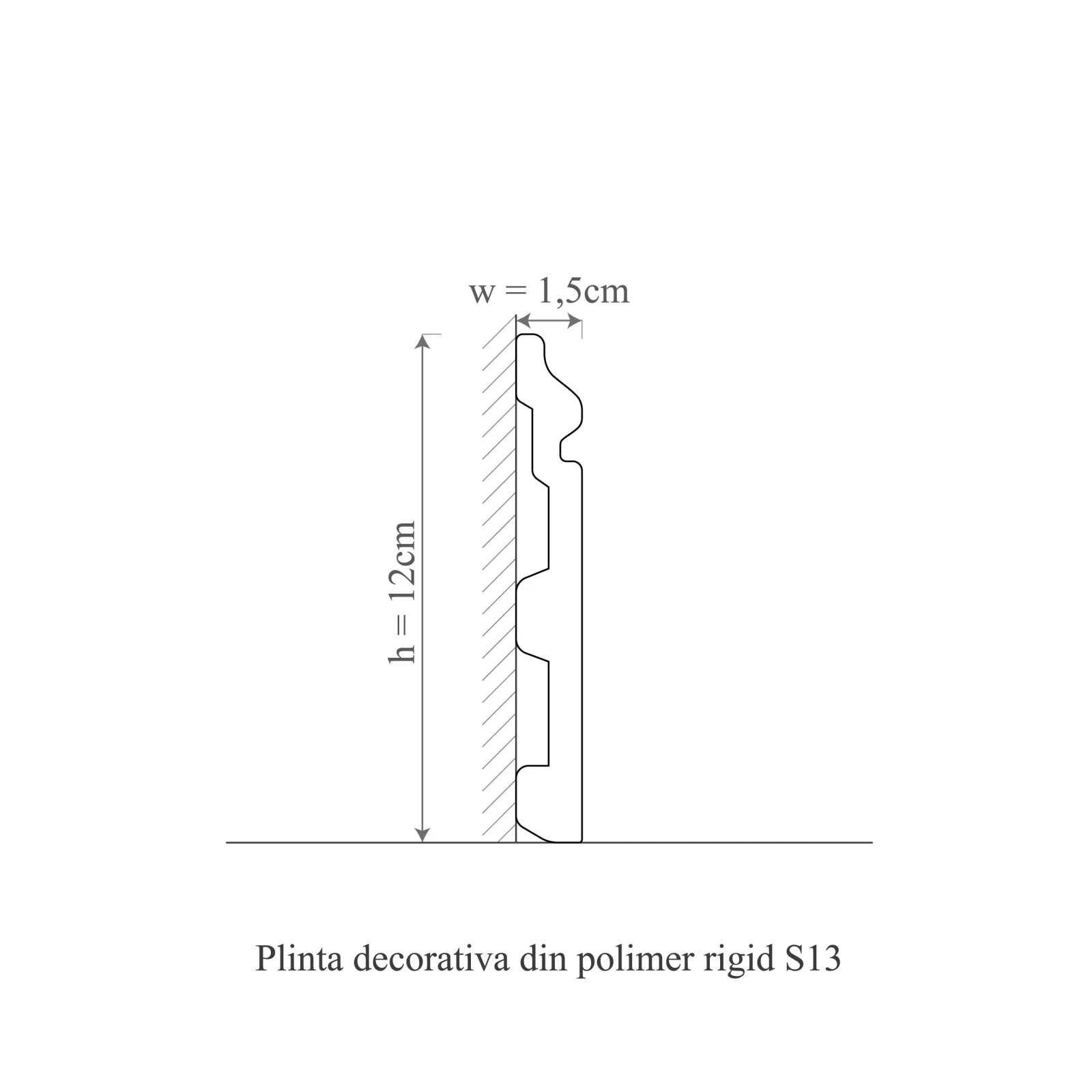 Plinta decorativa din polimer rigid S13 - 12x1.5x200 cm
