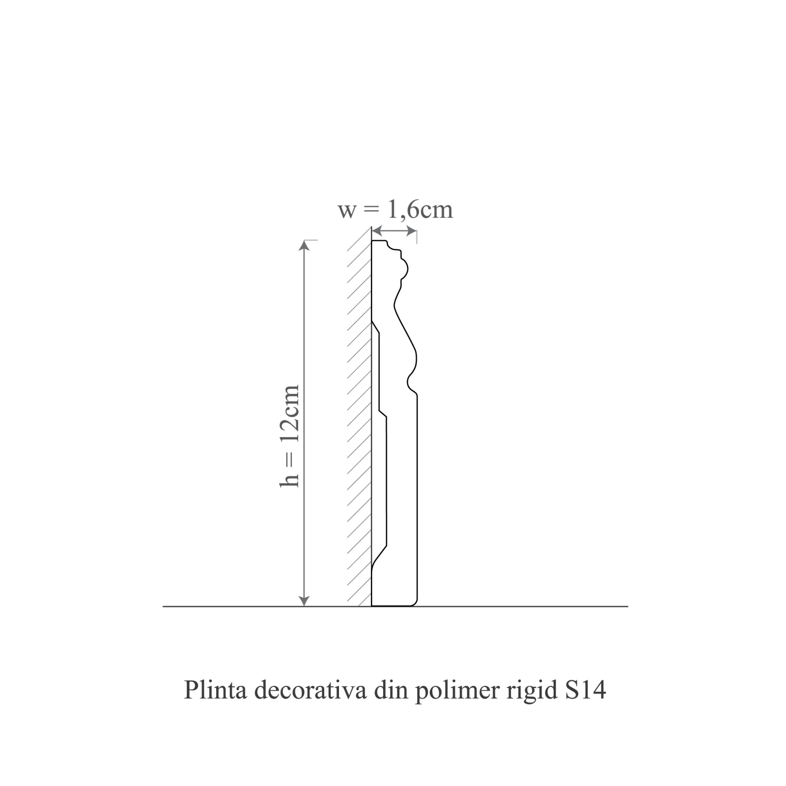 Plinta decorativa din polimer rigid S14 - 12x1.6x200 cm