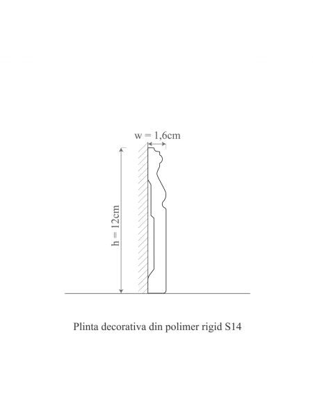Plinta decorativa din polimer rigid S14 - 12x1.6x200 cm