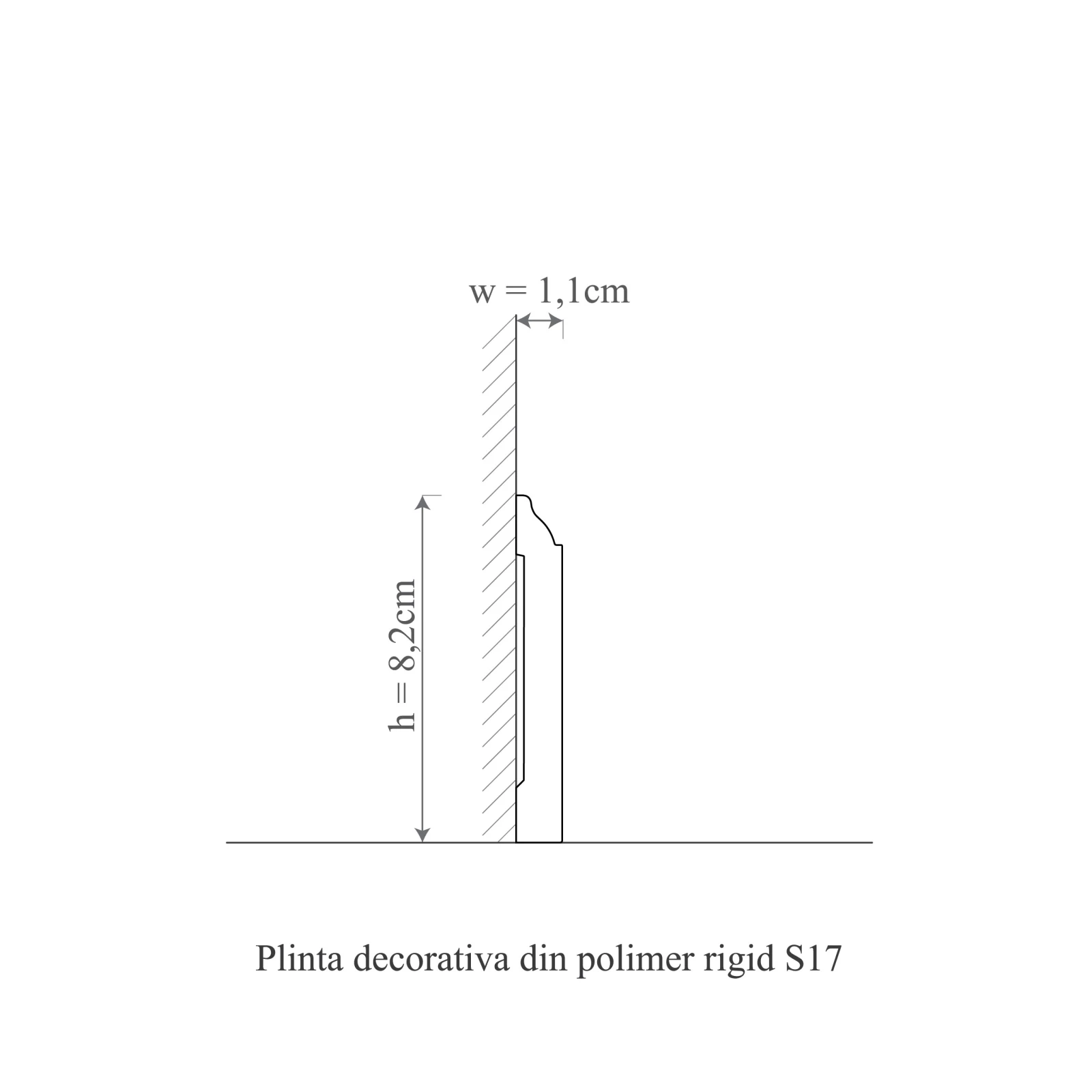 Plinta decorativa din polimer rigid S17 - 8.2x1.1x200 cm