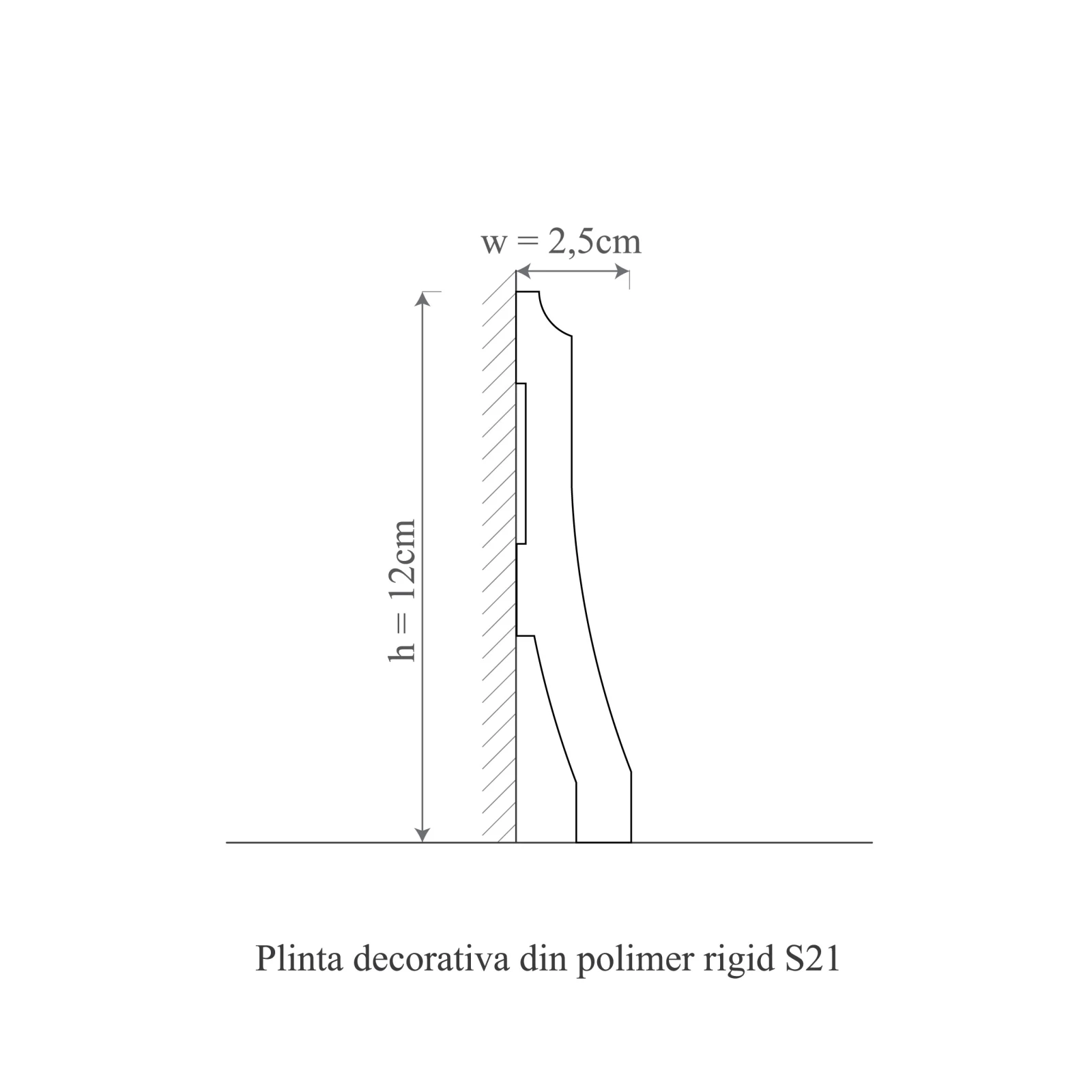 Plinta decorativa din polimer rigid S21 - 12x2.5x200 cm