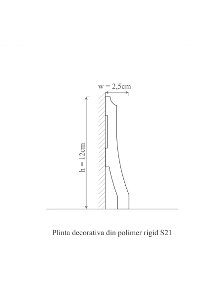 Plinta decorativa din polimer rigid S21 - 12x2.5x200 cm