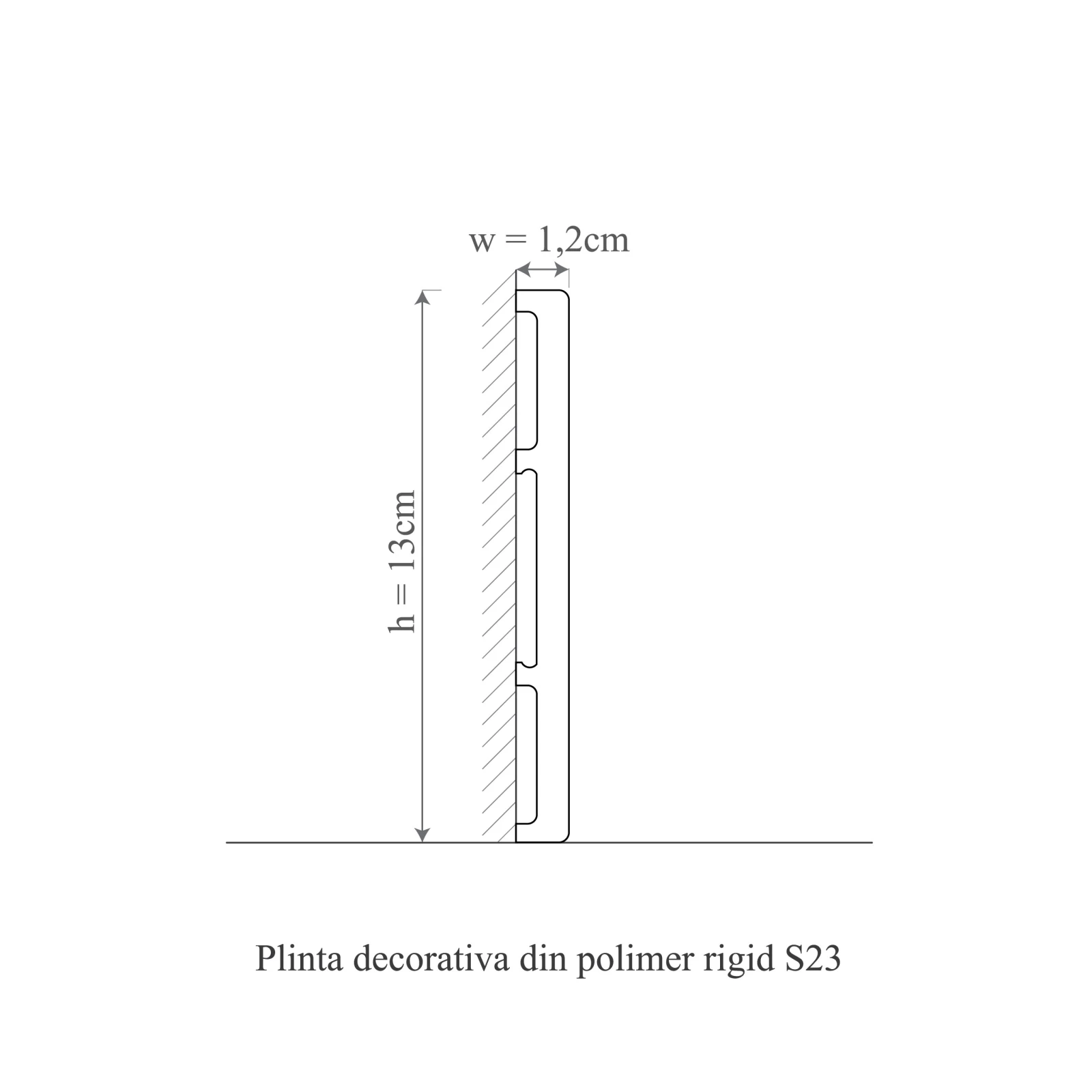 Plinta decorativa din polimer rigid S23 - 13x1.2x200 cm