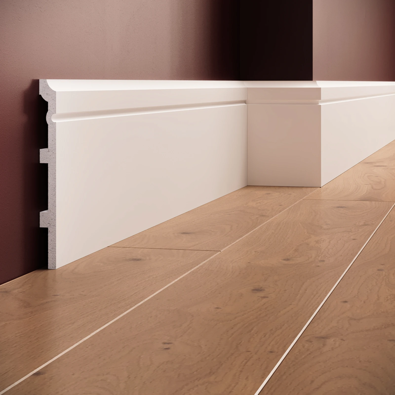 Plinta decorativa din polimer rigid S25 - 16x1.5x200 cm