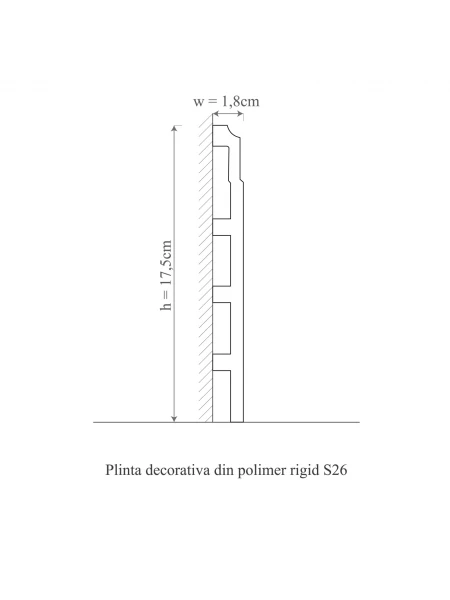 Plinta decorativa din polimer rigid S26 - 17.5x1.8x200 cm