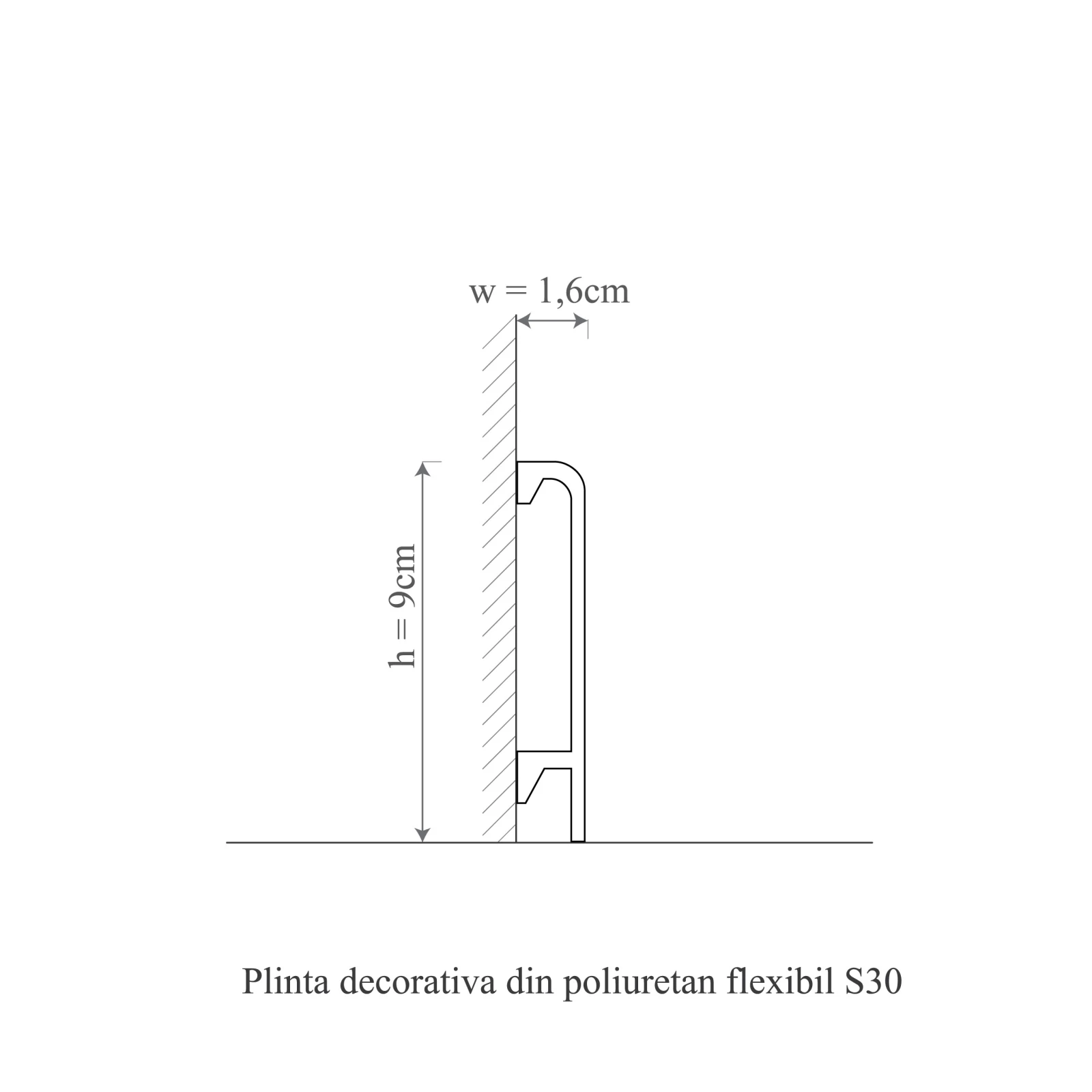 Plinta decorativa din polimer rigid S30 - 9x1.6x200 cm