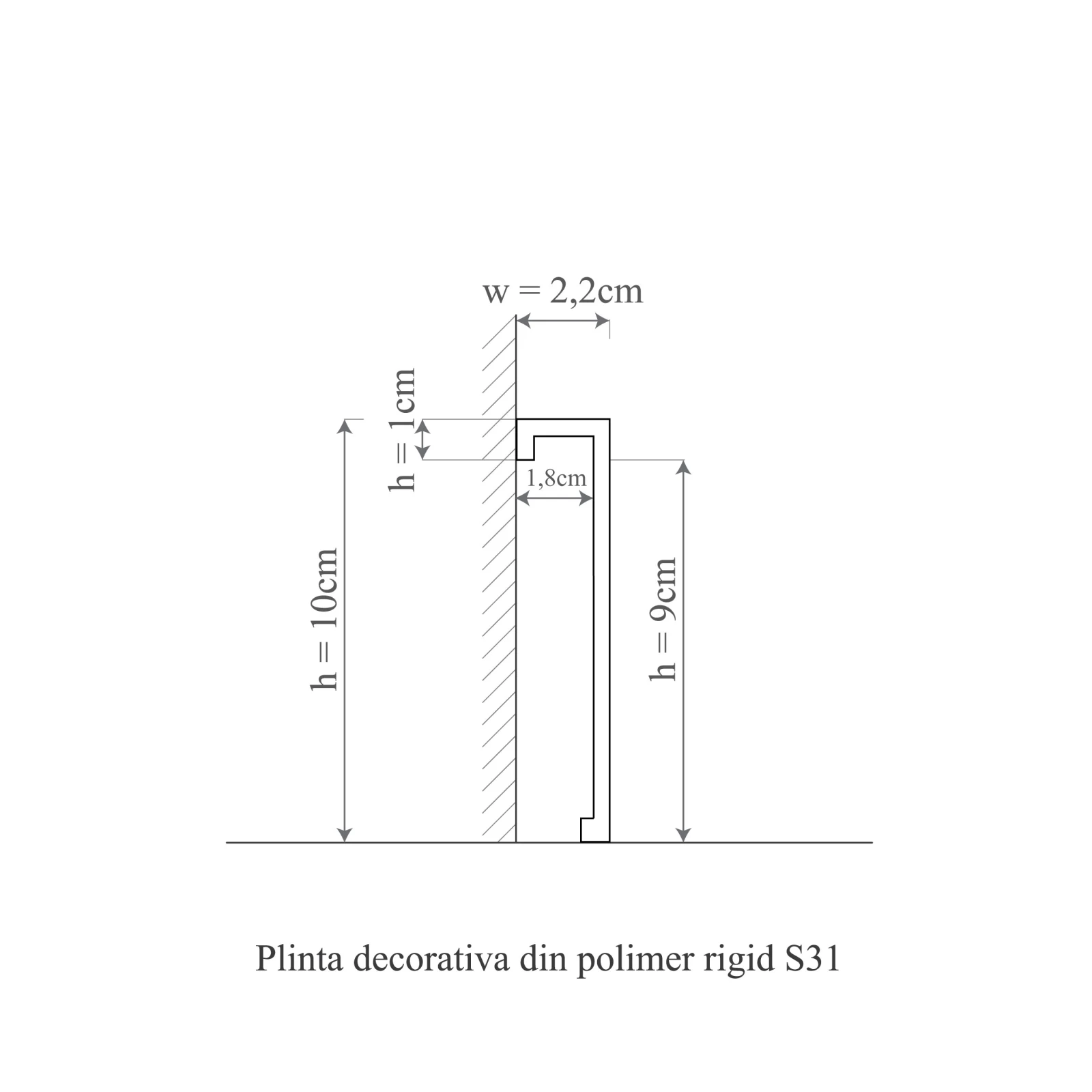 Plinta decorativa din polimer rigid S31 - 10x2.2x200 cm
