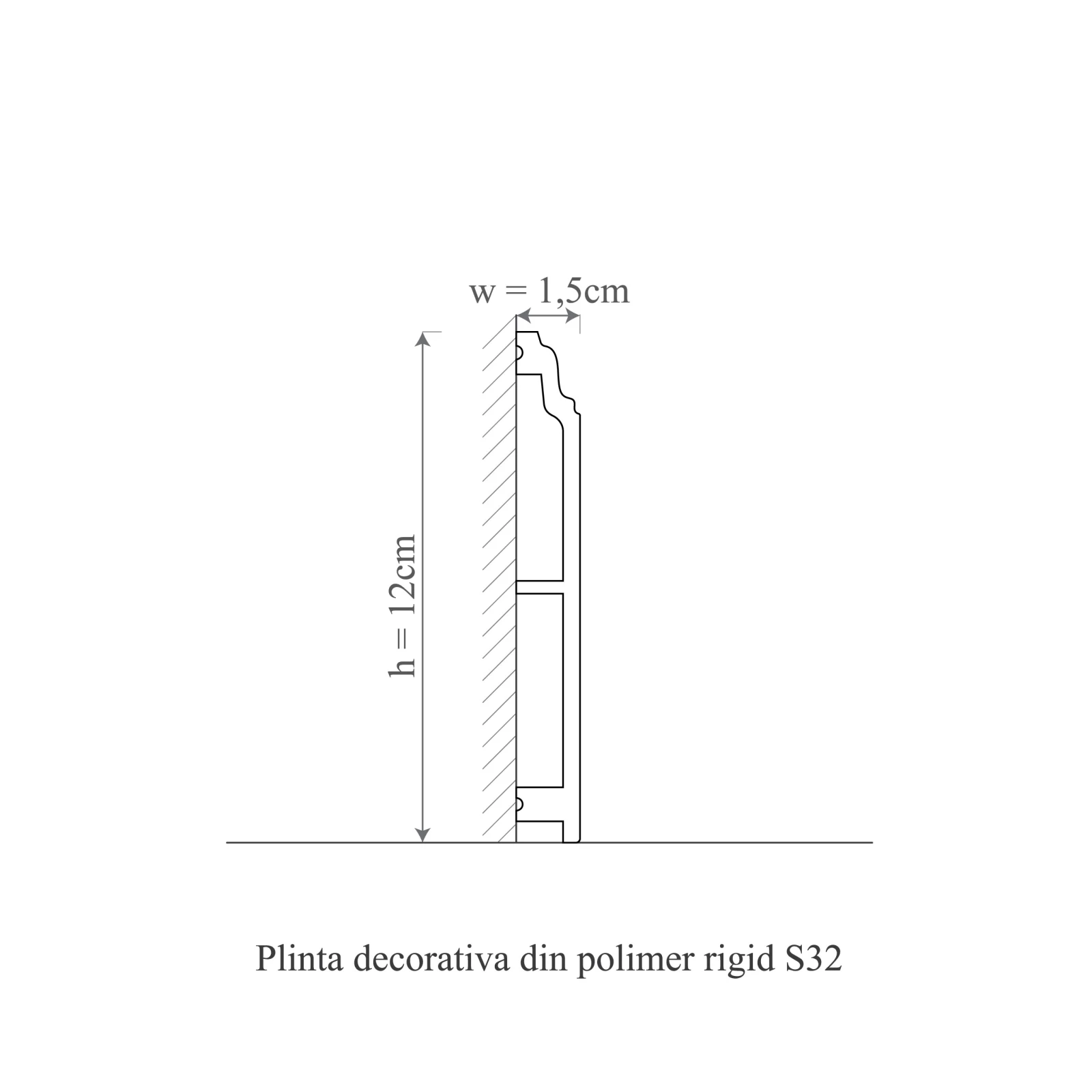 Plinta decorativa din polimer rigid S32 - 12x1.5x200 cm