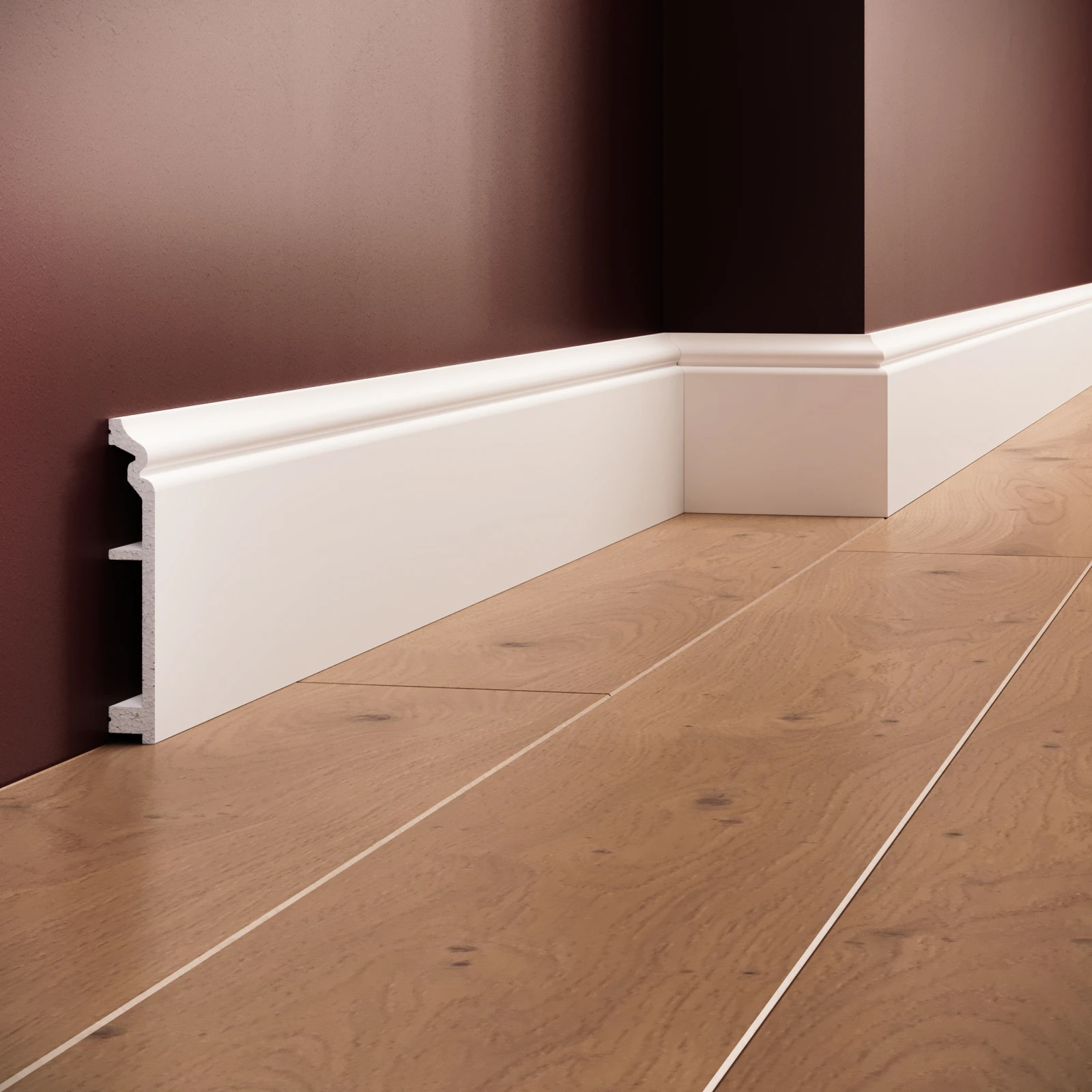 Plinta decorativa din polimer rigid S34 - 9.9x1.5x200 cm