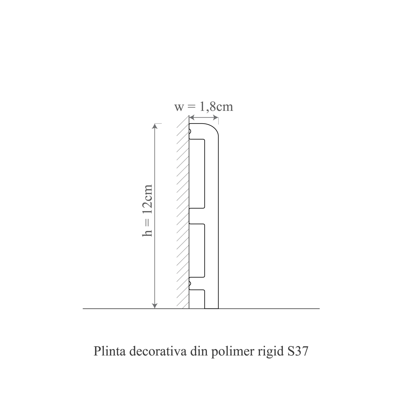 Plinta decorativa din polimer rigid S37 - 12x1.8x200 cm