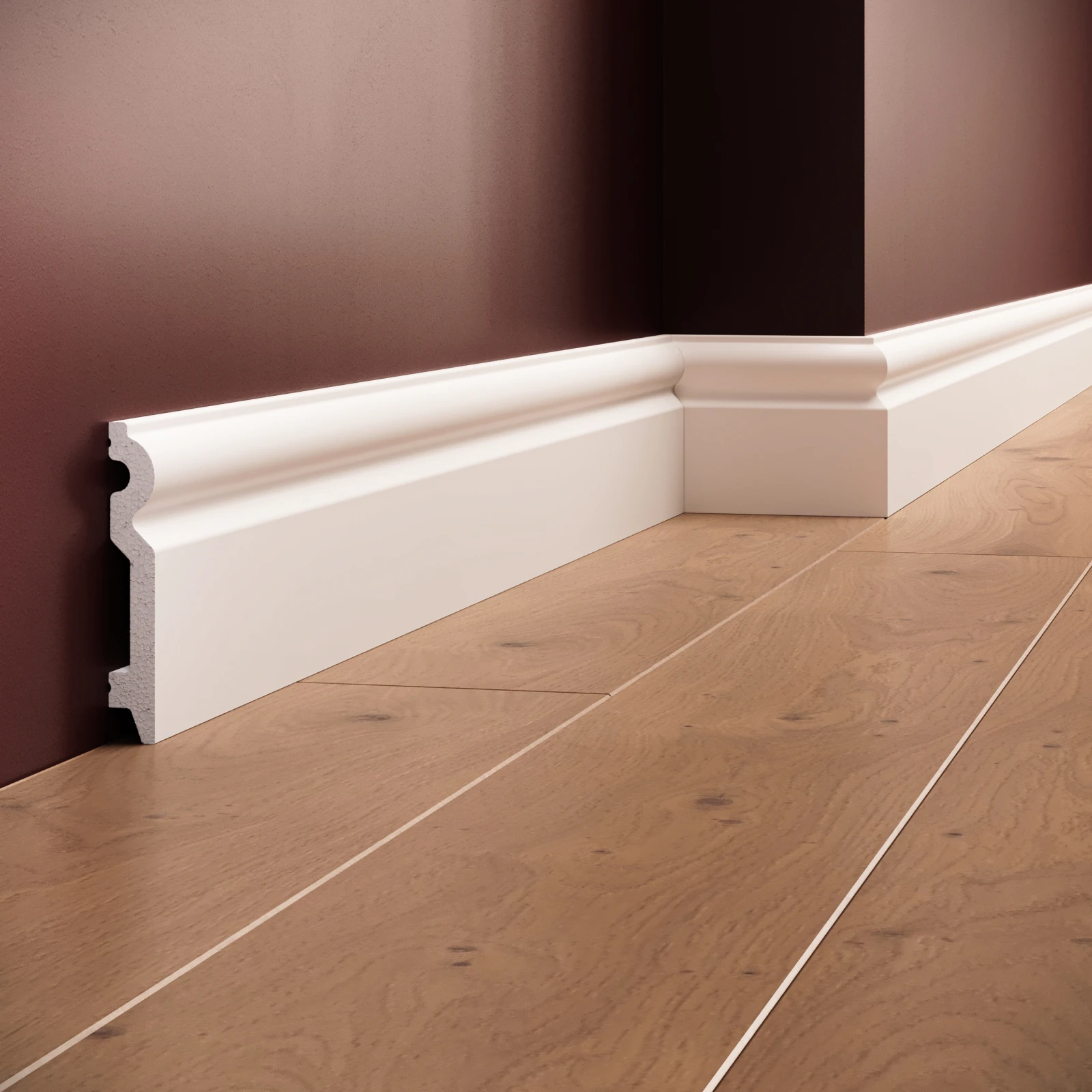 Plinta decorativa din polimer rigid S8 - 9.8x1.5x200 cm