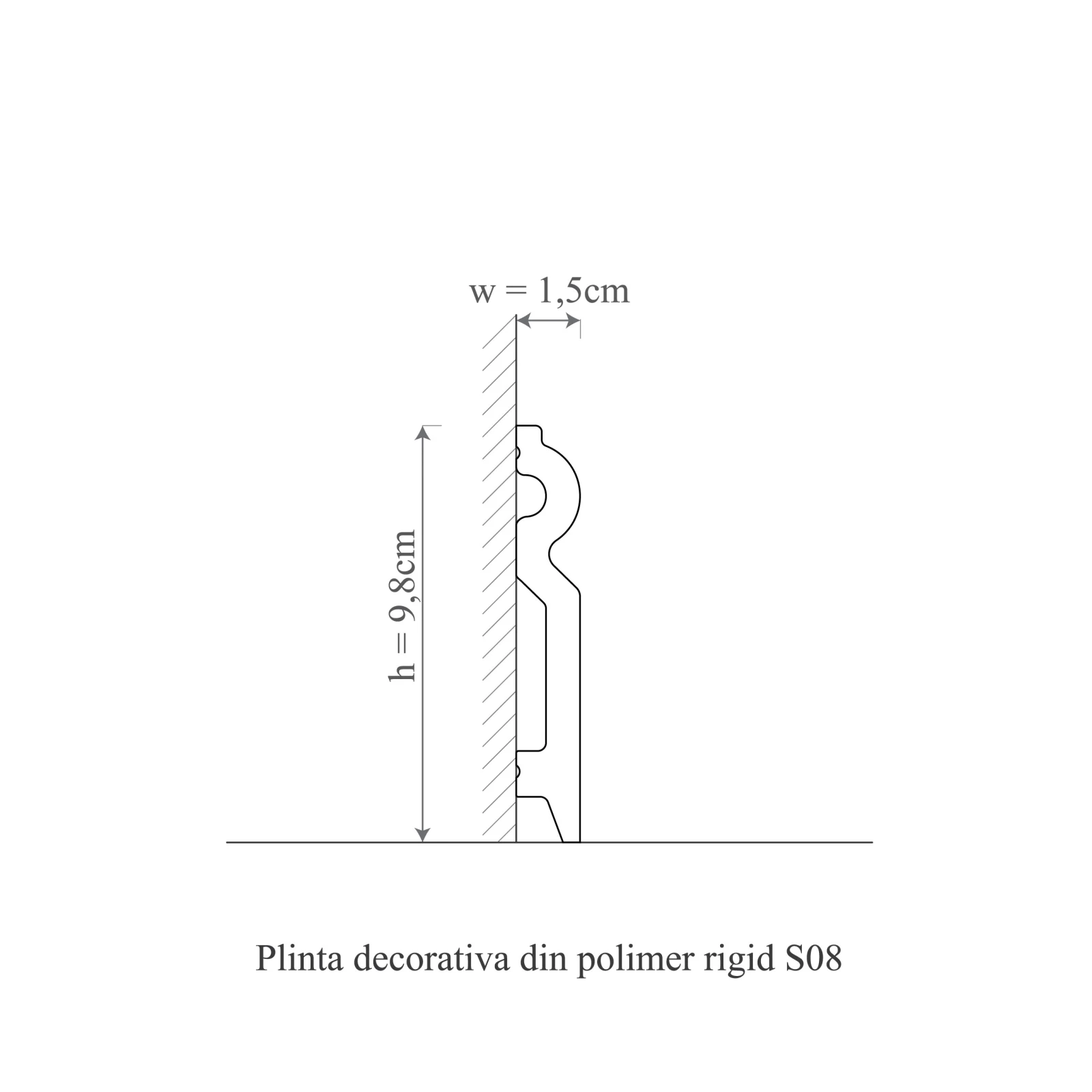 Plinta decorativa din polimer rigid S8 - 9.8x1.5x200 cm