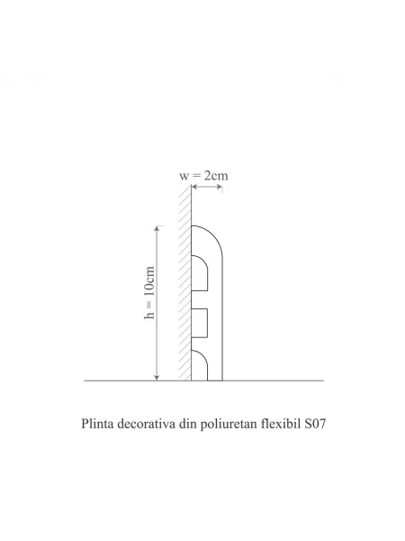 Plinta decorativa din poliuretan flexibil S7F - 10x2x200 cm