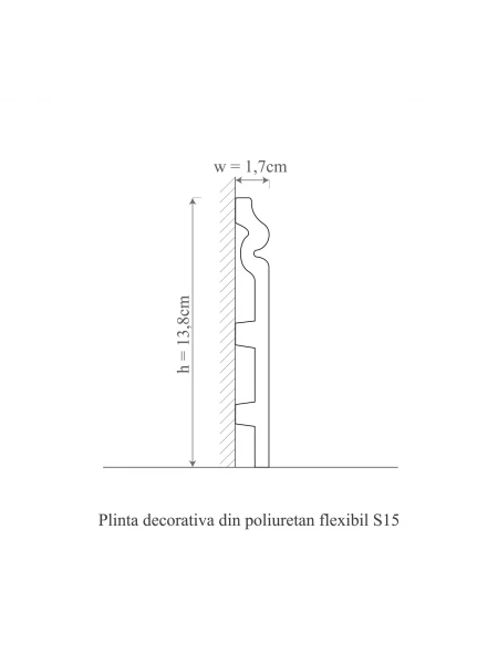 Plinta flexibila din poliuretan S15 - 14x1.8x200 cm