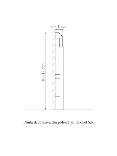 Plinta flexibila din poliuretan S26 - 17.5x1.8x200 cm