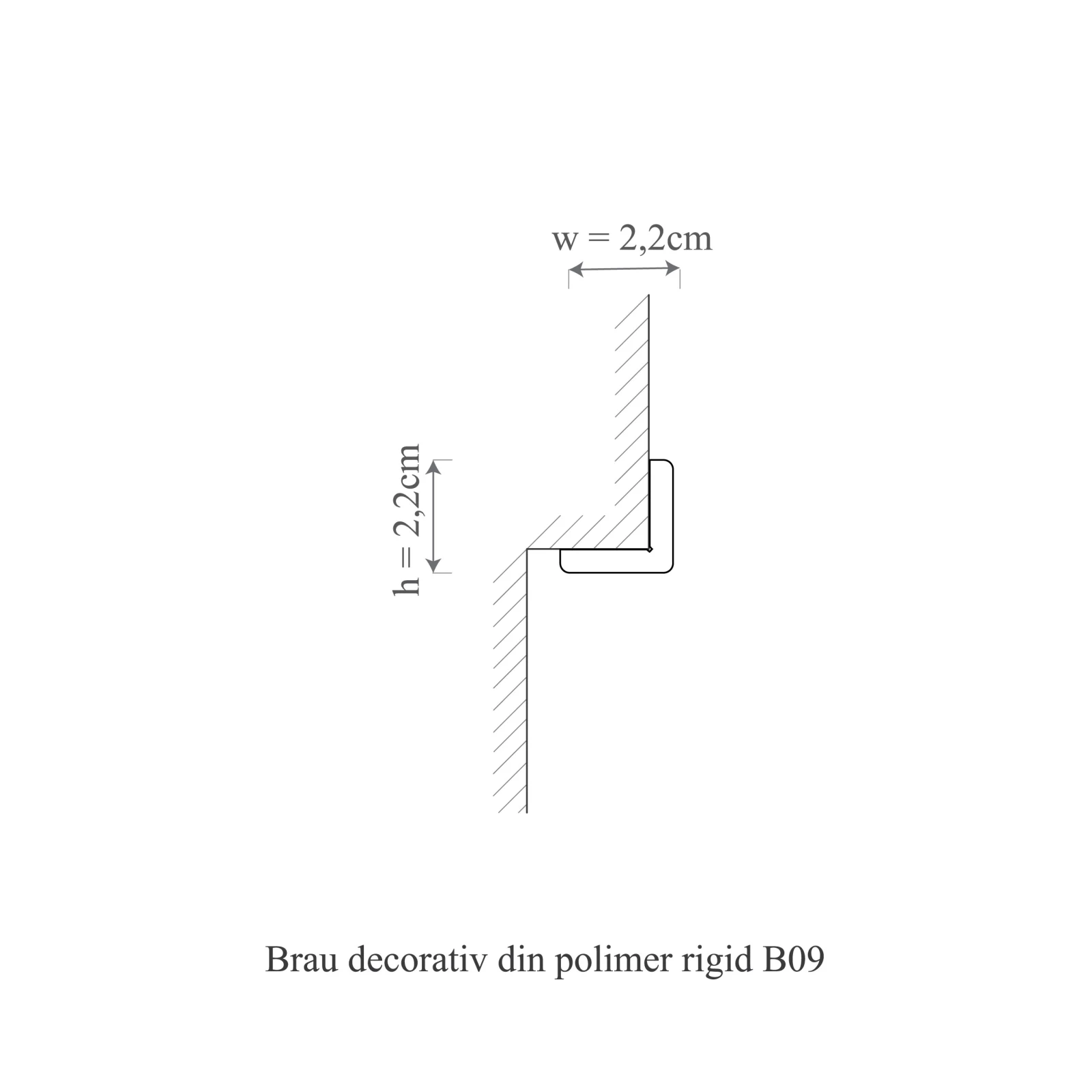 Profil decorativ de colt din polimer rigid B9 - 2.2x2.2x200 cm