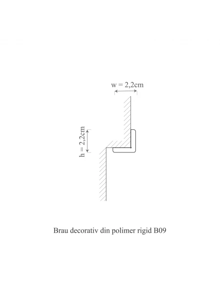 Profil decorativ de colt din polimer rigid B9 - 2.2x2.2x200 cm