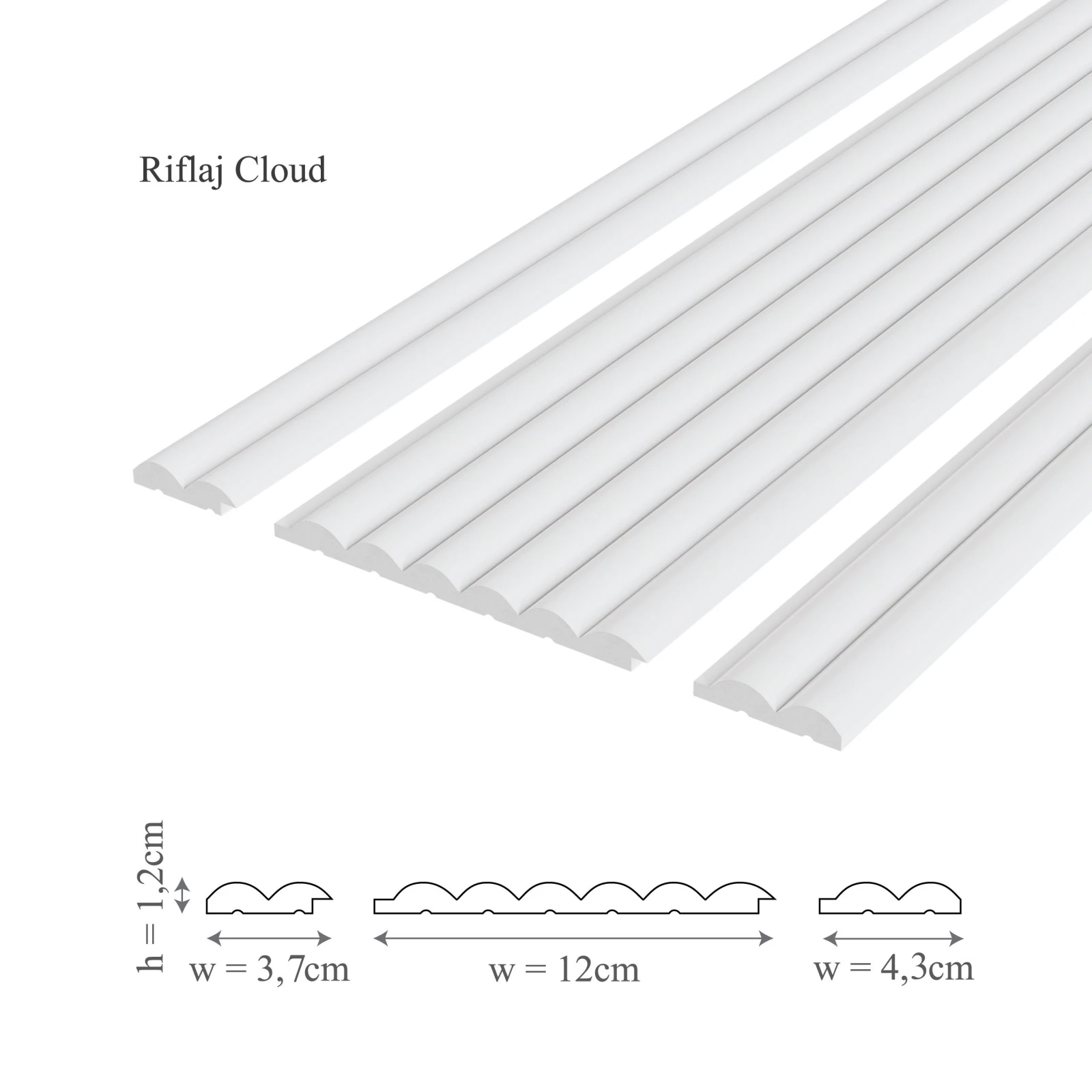 Profil dreapta riflaj decorativ, Cloud R, 4.3x1.2x250 cm