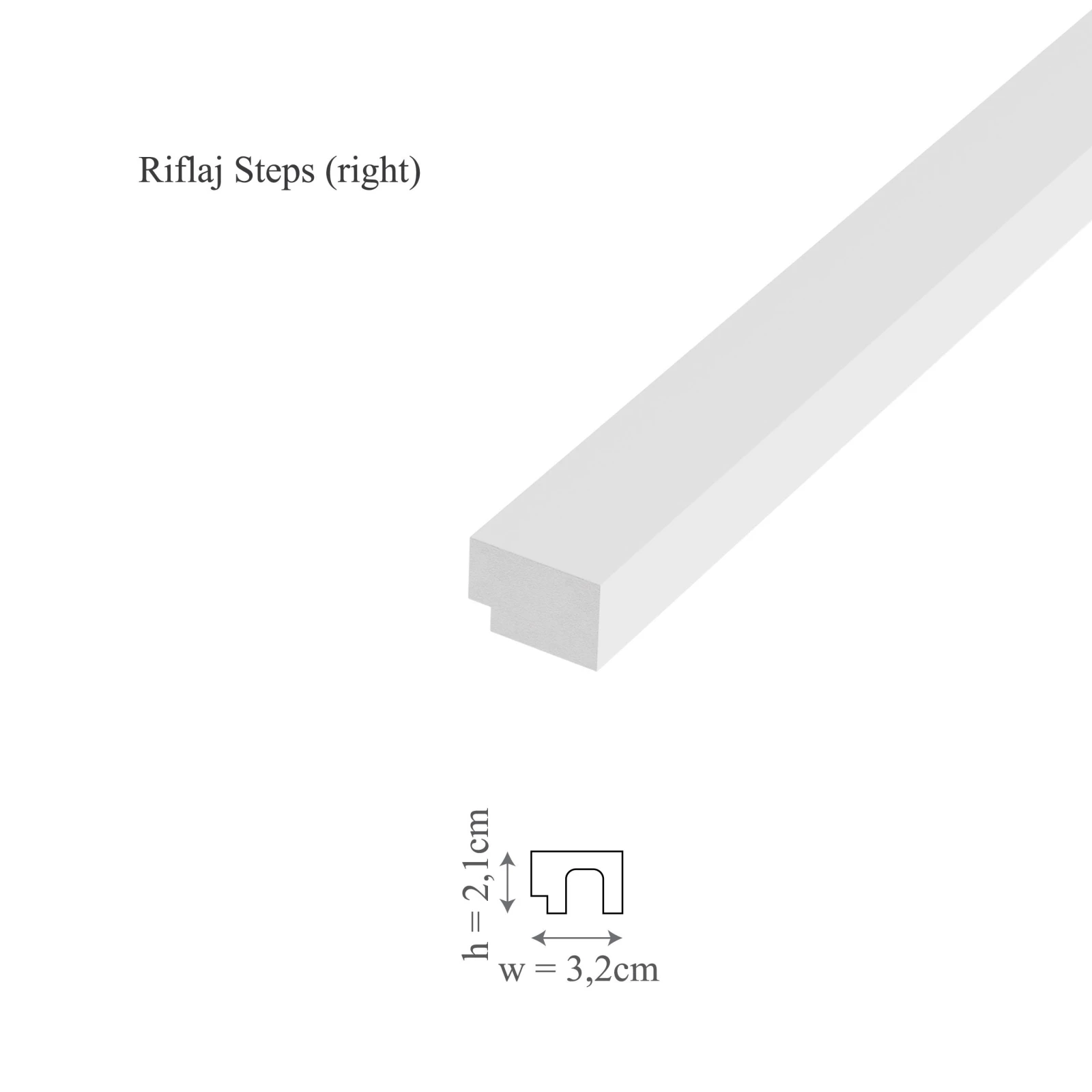 Profil dreapta riflaj decorativ, Steps R, 3.2x2.1x250 cm