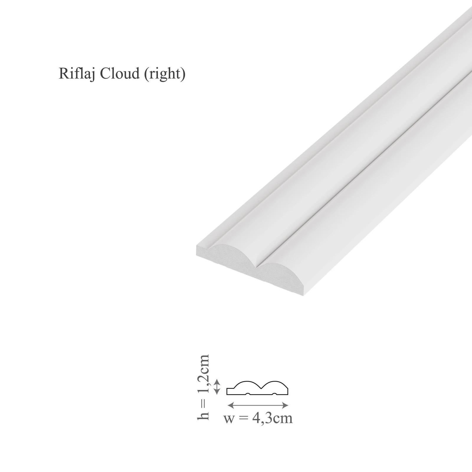 Profil dreapta riflaj decorativ, Cloud R, 4.3x1.2x270 cm