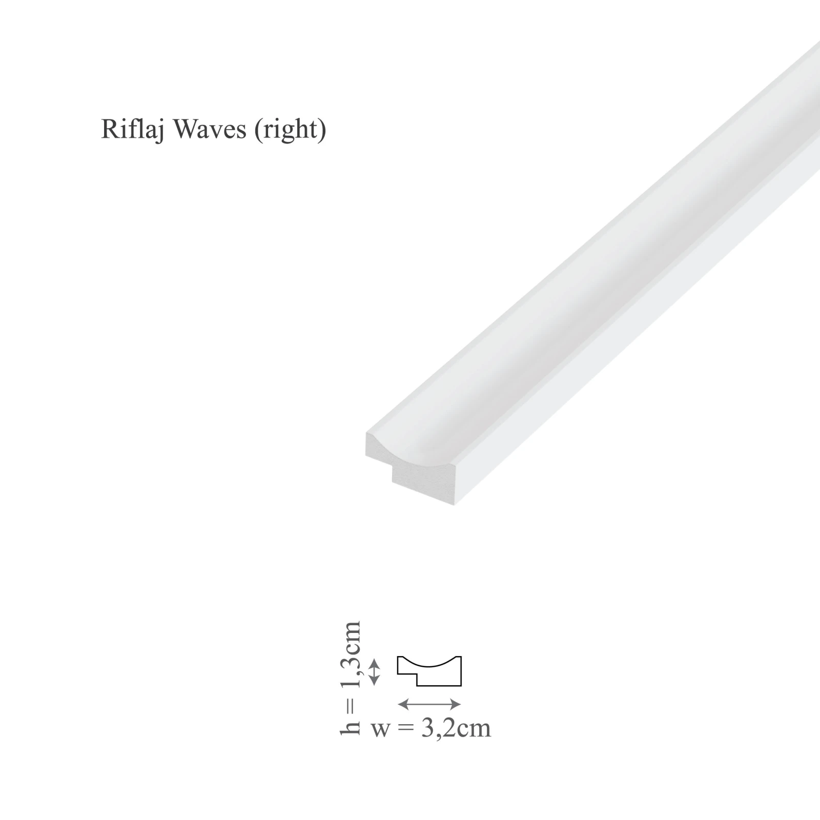 Profil dreapta riflaj decorativ, Waves R, 3.2x1.3x270 cm