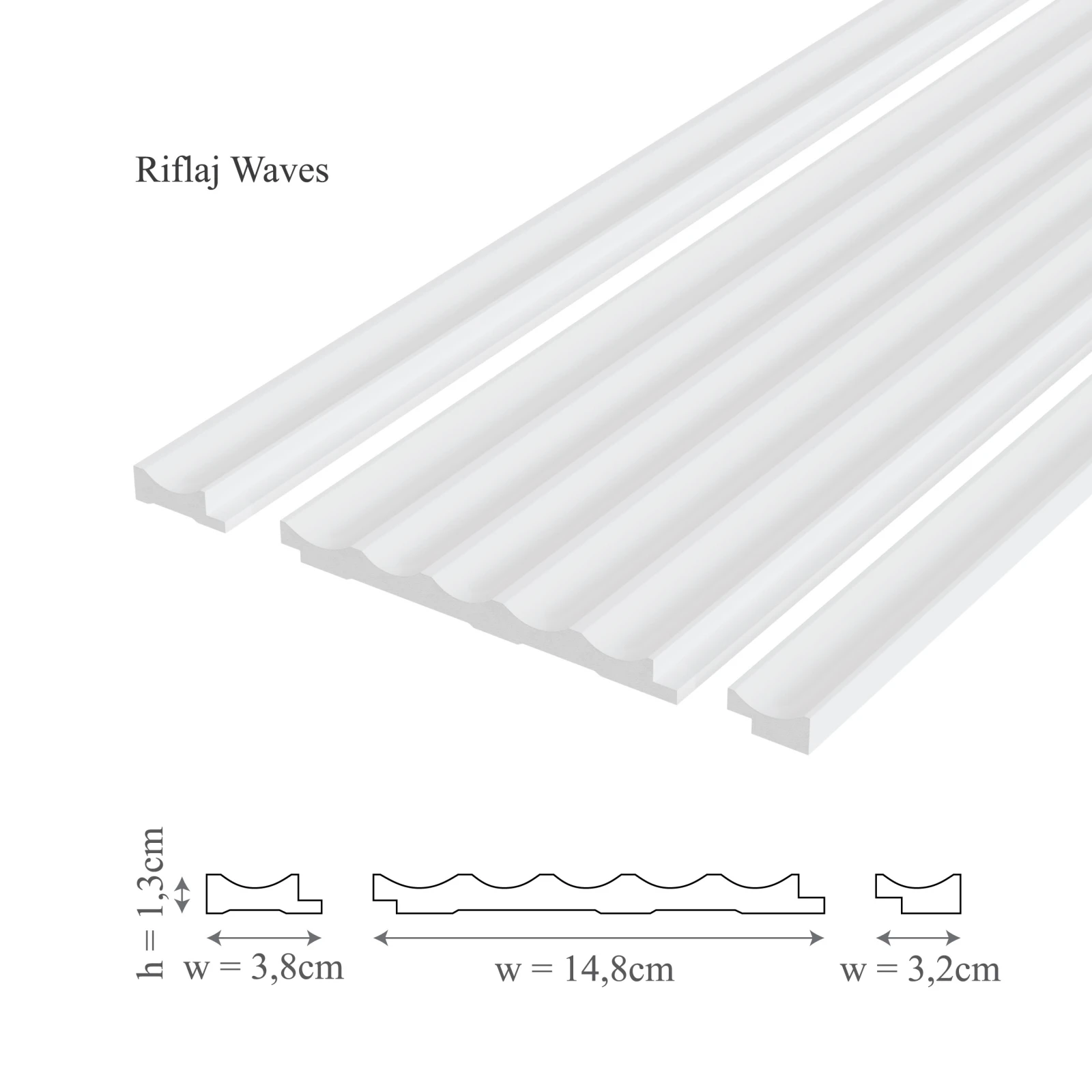 Profil dreapta riflaj decorativ, Waves R, 3.2x1.3x270 cm