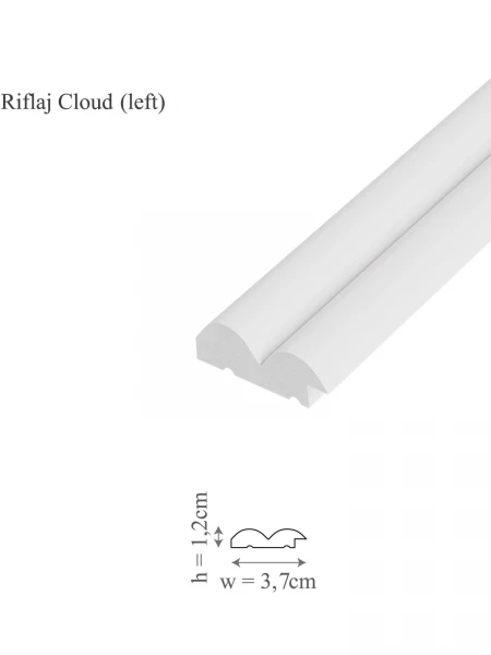 Profil stanga riflaj decorativ, Cloud L, 3.7x1.2x250 cm