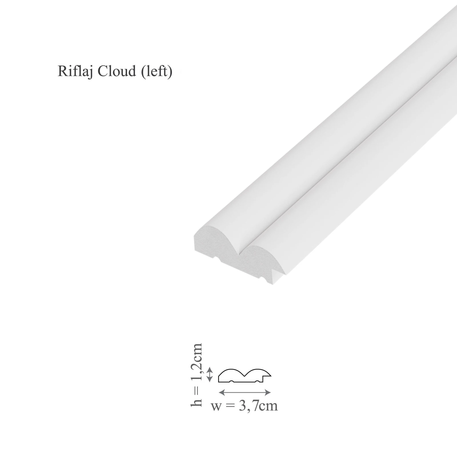 Profil stanga riflaj decorativ, Cloud L, 3.7x1.2x270 cm